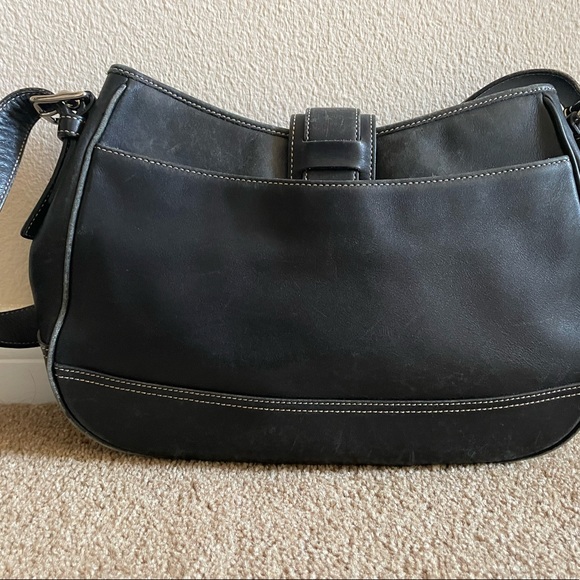 Coach vintage Hampton black leather buckle flap shoulder bag - Picture 3 of 6